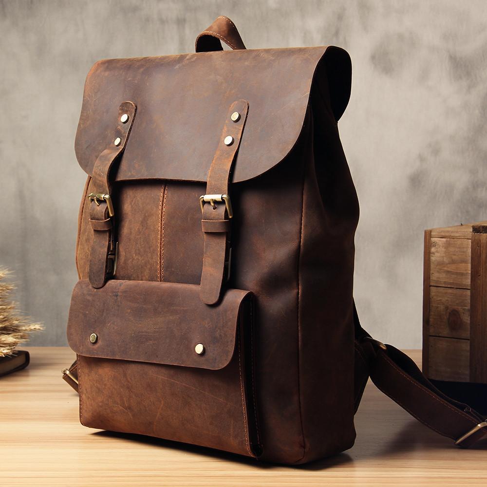 Vintage Leather Backpack Men DE COSIMO ITALY