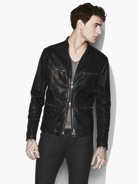 LEATHER JACKET WITH CHAIN – DE COSIMO ITALY